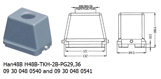 Han 48B H48B-TKH-2B-PG29,36 09 30 048 0540 and 09 30 048 0541 hood top entry OUKERUI Harting ILME Heavy duty connector.jpg